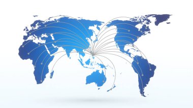 Küresel bağlantı kavramı. Dünya Gezegeni Ağ Küresi. 3d oluşturma