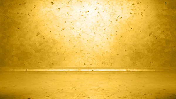 Dark room with gold metal background. 3d rendering
