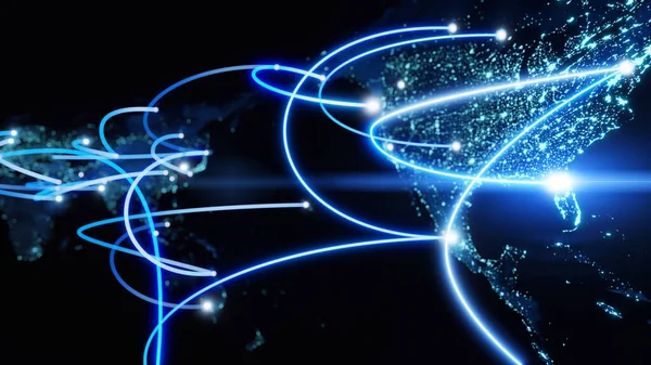 Globální Pojetí Připojení Planet Earth Network Sféra Vykreslování — Stock fotografie