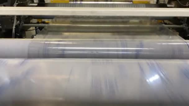 Impressão Flexográfica Alta Velocidade Filme Impresso Passa Através Dos Rolos — Vídeo de Stock
