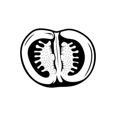 Domates logosu tasarımı. Domates meyveli siluet vektör çizimi