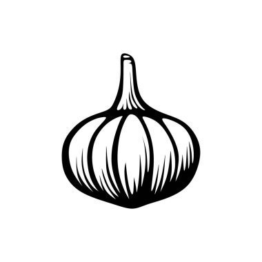 Sarımsak Logosu tasarımı. Soğan Logosu Siluet Vektör İllüstrasyonu