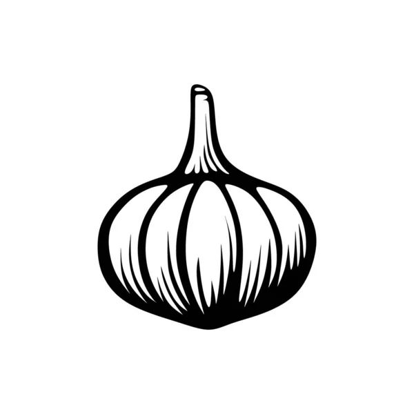 Design Logotipo Alho Onion Logo Silhouette Vector Ilustração — Vetor de Stock