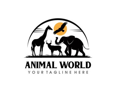 Hayvan Koruma Logosu Tasarımı. Vahşi Yaşam Safari Logosu tasarım şablonu