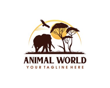 Hayvan Koruma Logosu Tasarımı. Vahşi Yaşam Safari Logosu tasarım şablonu