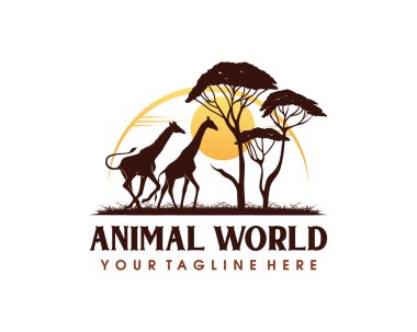 Hayvan Koruma Logosu Tasarımı. Vahşi Yaşam Safari Logosu tasarım şablonu