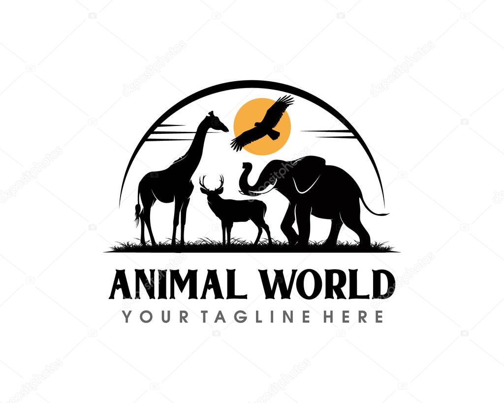Animal Conservation Logo design. Wildlife Safari Logo design template
