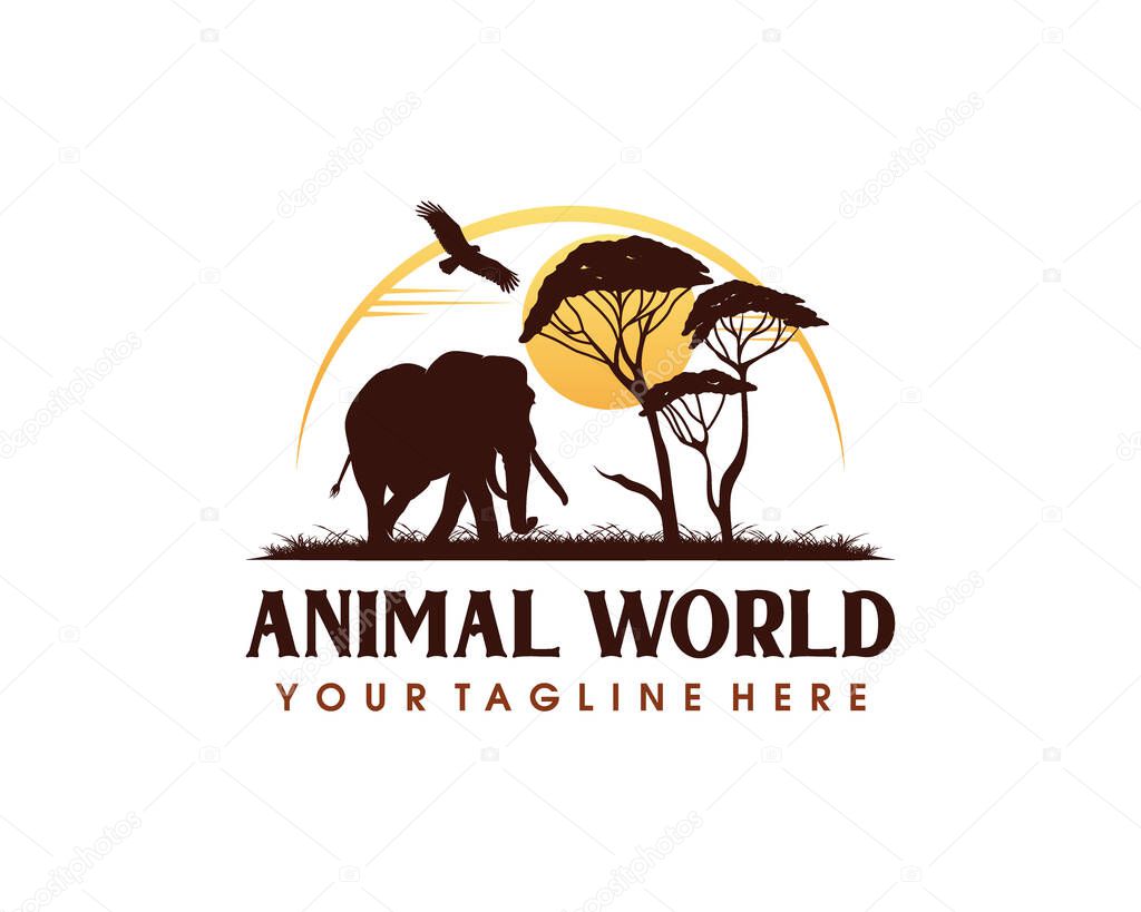 Animal Conservation Logo design. Wildlife Safari Logo design template