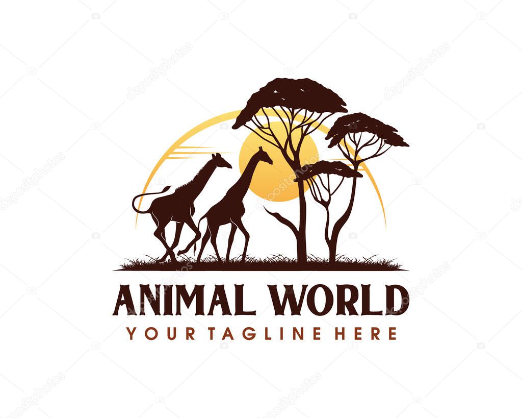 Animal Conservation Logo design. Wildlife Safari Logo design template