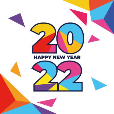 Mutlu yıllar 2022 vektör illüstrasyonu. Hediye sertifikaları, afişler ve el ilanlarının dekorasyonu için grafik tasarımı.