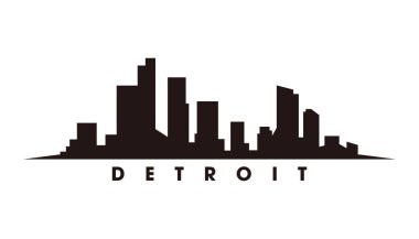 Detroit şehir silueti ve simge vektörü