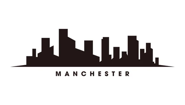 Horizonte Ciudad Manchester Monumentos Silueta Vector — Vector de stock