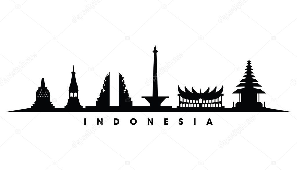 Indonesian destination culture silhouette vector illustration