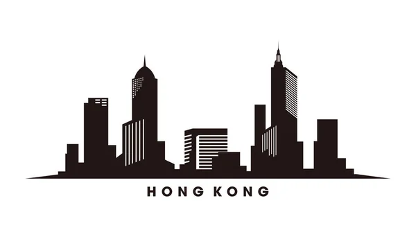 Hongkong Skyline Pontos Referência Silhueta Vetor —  Vetores de Stock