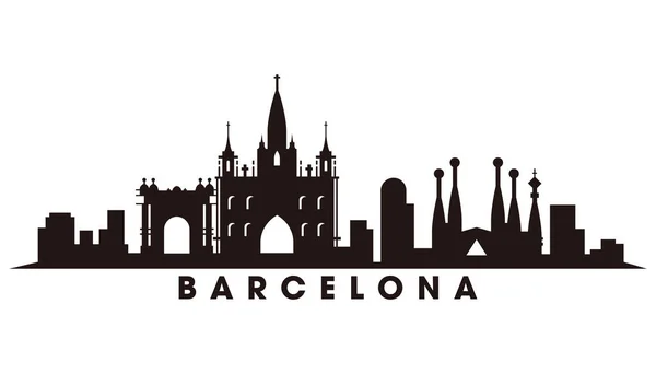 Skyline Barcelona Hitos Silueta Vector — Vector de stock