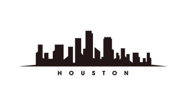 Houston ufuk çizgisi ve simgeler vektör çizimi