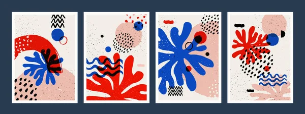 Absztrakt művészeti vektor poszter. Vintage absztrakt Matisse ihlette nyomtatás faldekoráció. Kézzel festett vektor illusztráció — Stock Vector