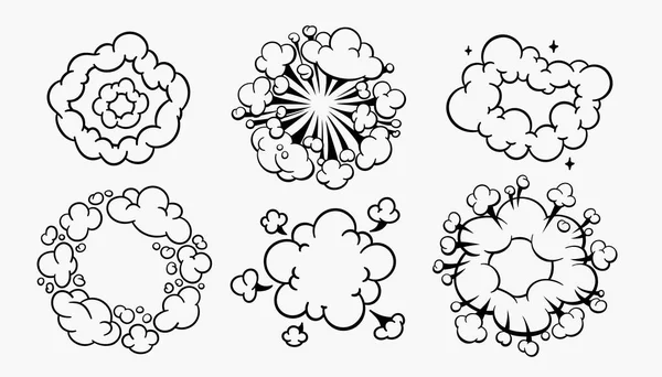 Nuvens em quadrinhos, nuvens vetoriais de desenhos animados em estilo de linha isolado no fundo de luz. — Vetor de Stock