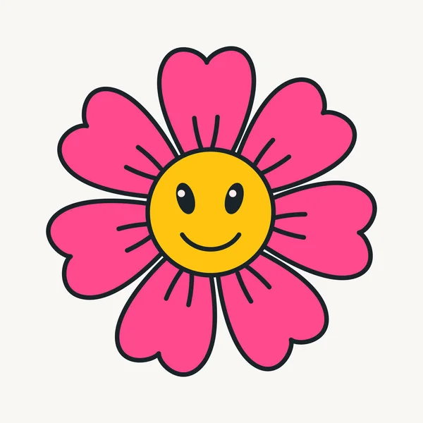 Cartoon Vector Funny Cute Comic Characters Daisy Flower Crazy Cartoons — Image vectorielle