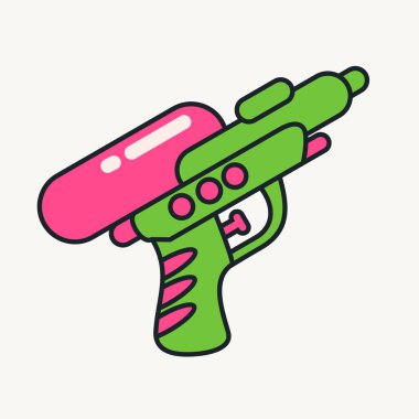 Çizgi film vektörü komik komik komik karakterler, su tabancası. Çılgın karikatürler soyut vektör koleksiyonu modaya uygun geçmişe dönük çizgi roman tarzında