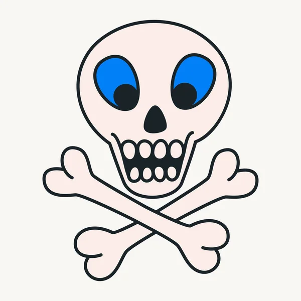 Cartoon Vector Funny Cute Comic Characters Scull Crazy Cartoons Abstract — Stockvektor