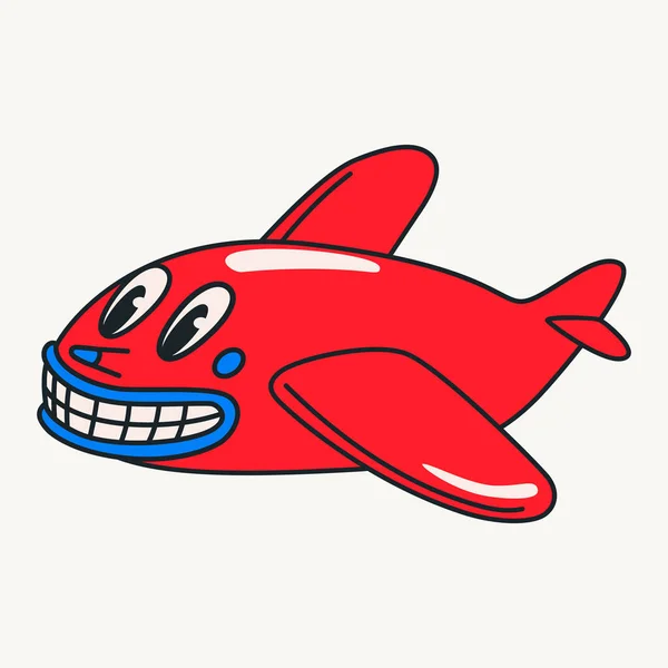 Cartoon Vector Funny Cute Comic Characters Plane Crazy Cartoons Abstract — Image vectorielle
