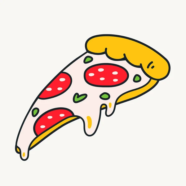 Cartoon Vector Funny Cute Comic Characters Pizza Slice Crazy Cartoons — ストックベクタ