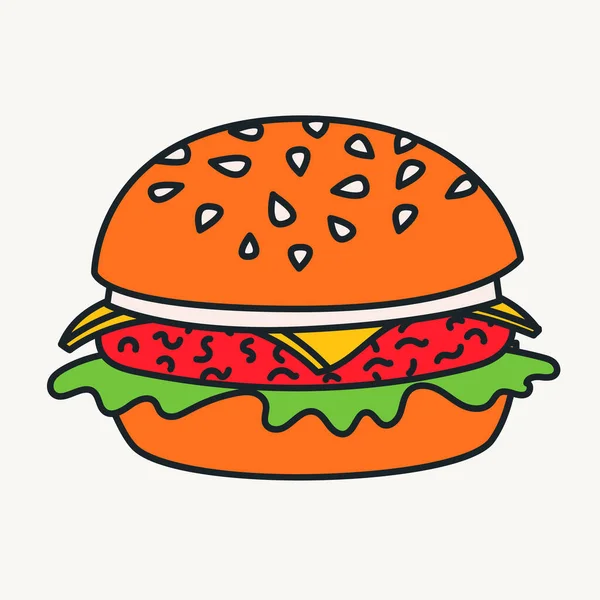 Cartoon Vector Funny Cute Comic Characters Burger Crazy Cartoons Abstract — Archivo Imágenes Vectoriales