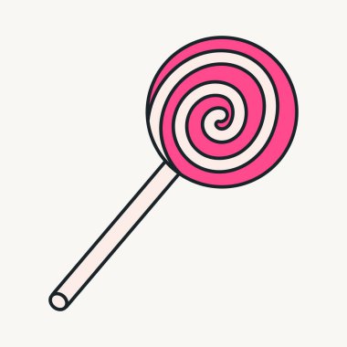 Çizgi film vektörü komik komik komik çizgi karakterler, lolipop. Çılgın karikatürler soyut vektör koleksiyonu modaya uygun geçmişe dönük çizgi roman tarzında