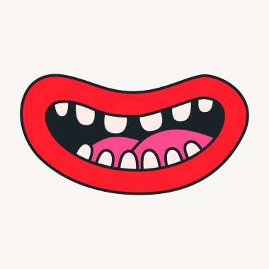 Cartoon vector funny cute Comic characters, mouth. Crazy cartoons Abstract vector collection in trendy retro comic style