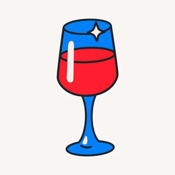 Cartoon Vector Funny Cute Comic Characters Glass Wine Crazy Cartoons — Vector de stock