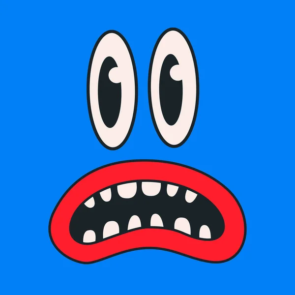 Cartoon Vector Funny Cute Monster Face Comic Character Crazy Cartoons — Stock Vector