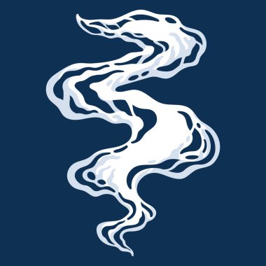 Çizgi film dumanı ya da bulut, vektör hız hareketi efektleri koyu mavi arka planda izole edildi