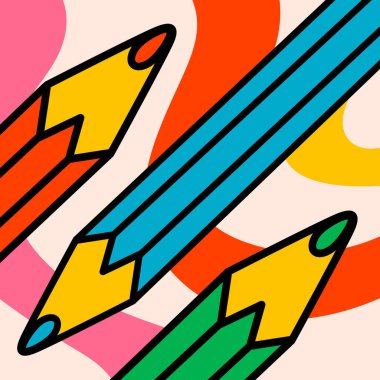 Çizgi film vektörü komik komik komik çizgi karakterler, mavi kalem. Çılgın karikatürler soyut vektör koleksiyonu modaya uygun geçmişe dönük çizgi roman tarzında