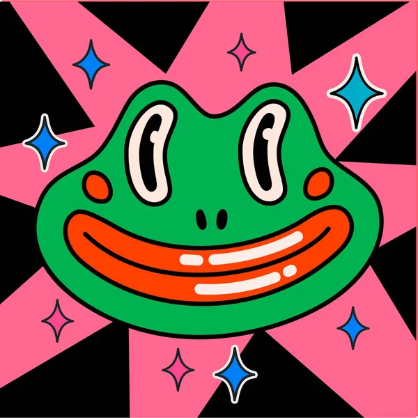 Cartoon Vector Funny Cute Frog Comic Character Crazy Cartoons Abstract — Stock Vector
