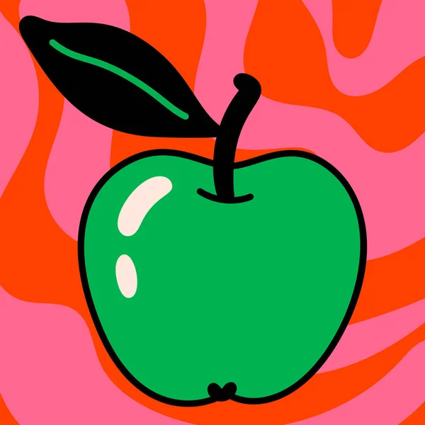 Cartoon Vector Funny Cute Comic Characters Red Apple Crazy Cartoons — Stockvektor