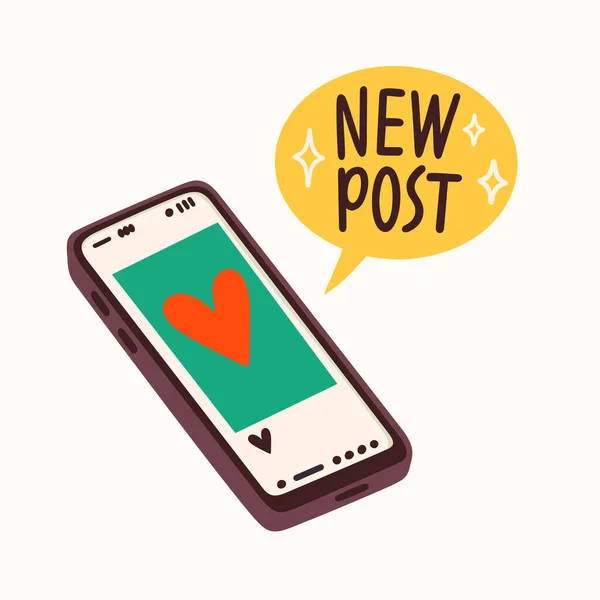 New Post Sticker Social Media Making Blog Vlog Vector Flat — Stock Vector