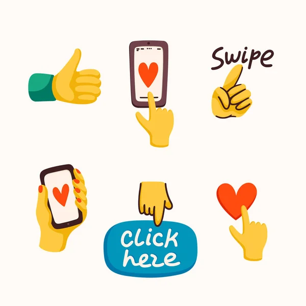 Swive Click Here Stikers Social Media Making Blog Vlog Vector — стоковый вектор