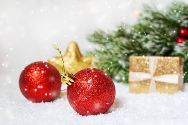 Noel arkaplanı. Mutlu yıllar. Seçici odaklanma bayramları