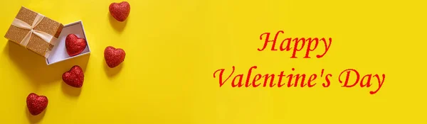 Valentin Napi Háttér Ajándékok Boríték Szívek Egy Dobozban Valentin Napi — Stock Fotó