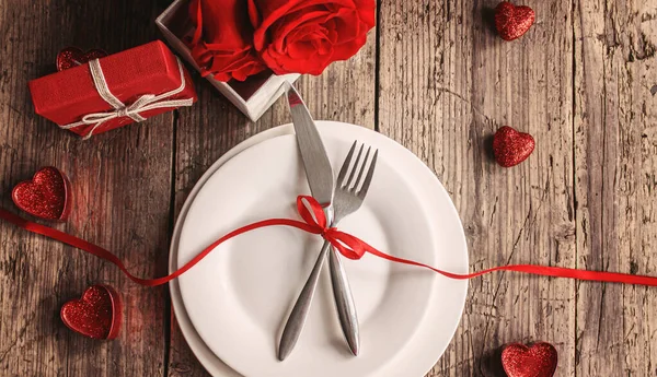 Sevgili Için Romantik Bir Akşam Yemeği Seçici Odaklanma Tatil — Stok fotoğraf