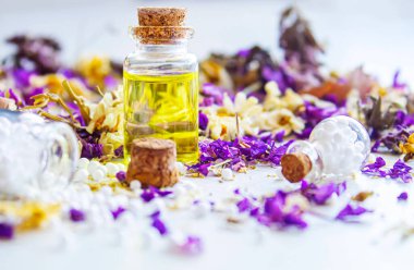 Homeopathy, herbs and their extracts. Selective focusnature