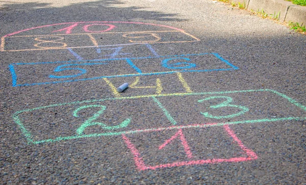 Straat Kinderspelen Klassiekers Selectieve Aandacht Natuur — Stockfoto