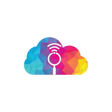 Wi-Fi sinyal logo vektörünü araştırın. Kablosuz vektör logo şablonu simgesi.