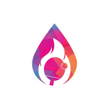 Ping Pong 'u ateşle logo ikonu tasarım şablonunu bırak. Masa tenisi, ping pong vektör simgesi