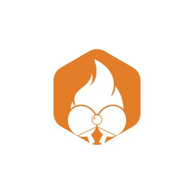 Ateş ve ping pong logosu tasarım şablonu. Masa tenisi, ping pong vektör simgesi.