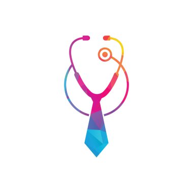 Tıbbi iş logosu tasarım şablonu. Tıbbi işler logosu kravat ve steteskop logosuyla ilham veriyor..