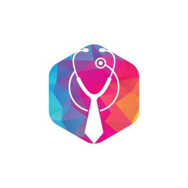 Tıbbi iş logosu tasarım şablonu. Tıbbi işler logosu kravat ve steteskop logosuyla ilham veriyor..