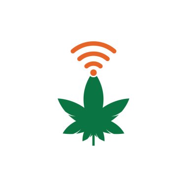 Kenevir wifi vektör logosu tasarımı. Kenevir ve sinyal sembolü veya simgesi.