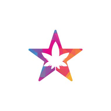 Kenevir yıldızı konsepti Logo Tasarımı. kenevir yaprağı doğa logo vektör simgesi